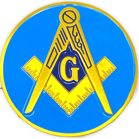 Freemason Blue and Gold 2-3/4 Inch Car Emblem