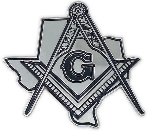 Freemason Texas Cut-Out Car Emblem Silver with Black