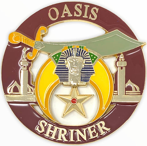 Shriners Oasis Cut Out Car Emblem in Brown