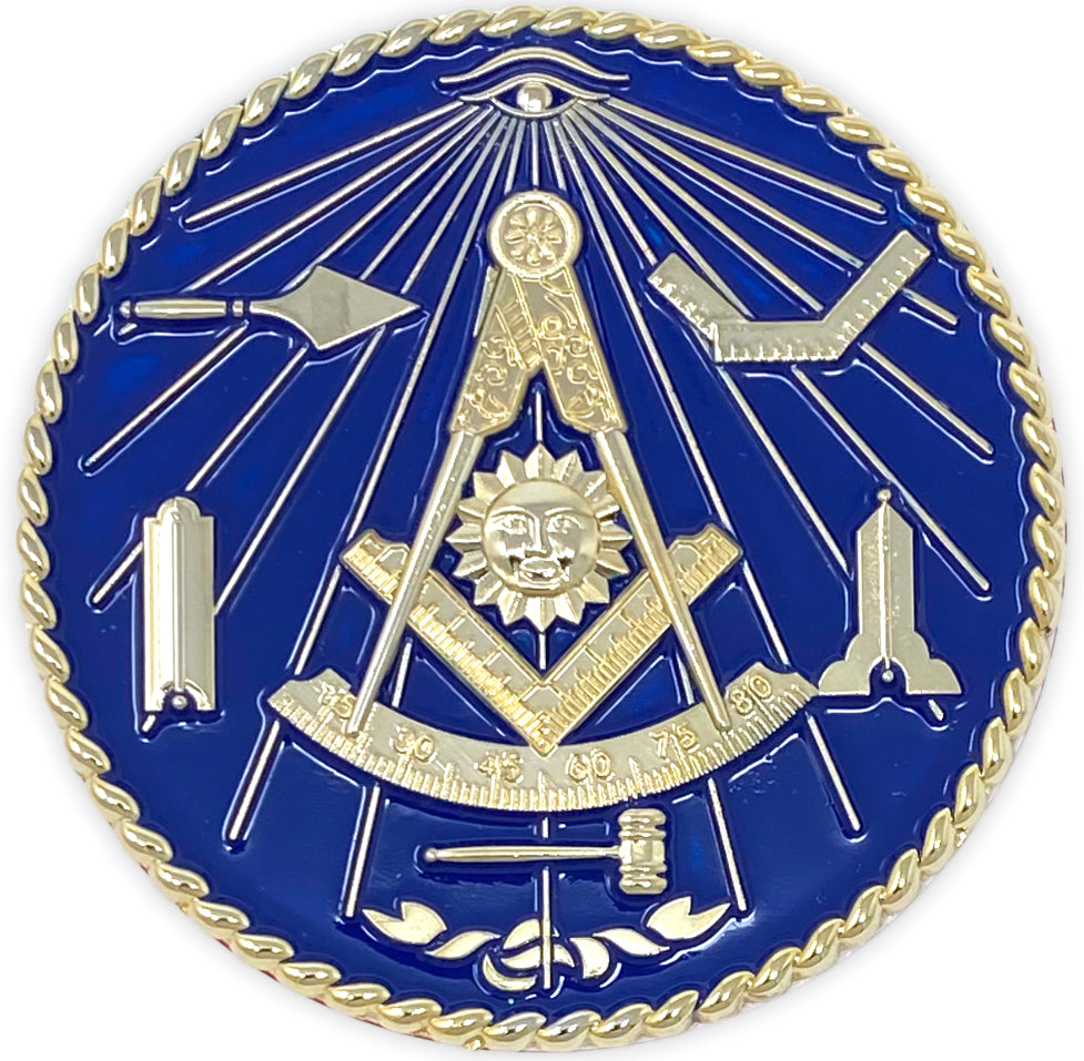 Past Master Car Emblem in Blue and Gold Tone – Mason Square Market
