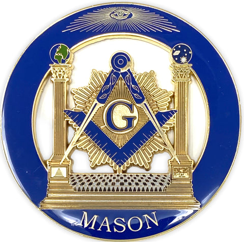 Freemason Blue and Gold Cut-Out Car Emblem