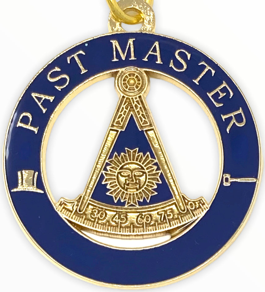 Past Master Cut-Out Key Chain, close-up of the emblem