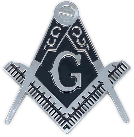 Freemason Cut-Out Car Emblem in Silver with Solid Black