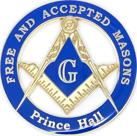 Prince Hall Affiliated Masonic Car Emblem in Blue