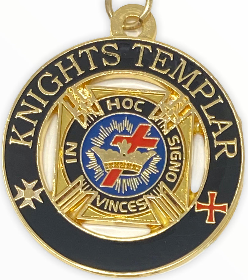 Knights Templar Cut-Out Keychain, close-up of the emblem