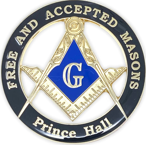 Prince Hall Affiliated Masonic Car Emblem in Black with Blue